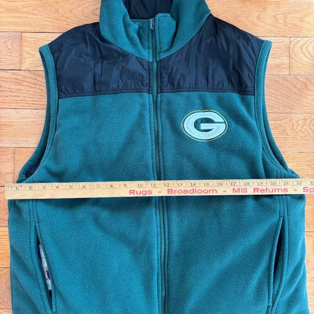 VTG Unique Sports Generation Green Bay Packers Mens L Reversible Vest Y2K Fleece